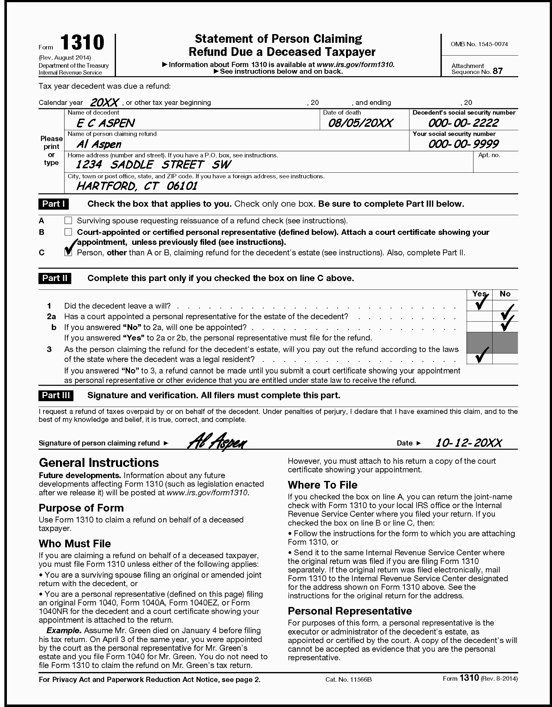 Irs Form 3911 Printable