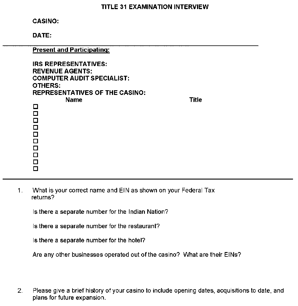 4.26.9 Examination Techniques For Bank Secrecy Act Industries ...