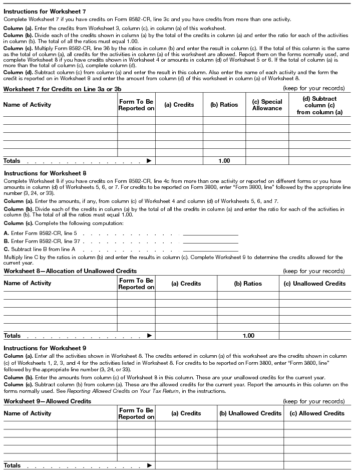 Instructions For Form 8582 CR 12 2019 Internal Revenue Service